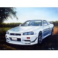 Nissan Skyline oil painting
